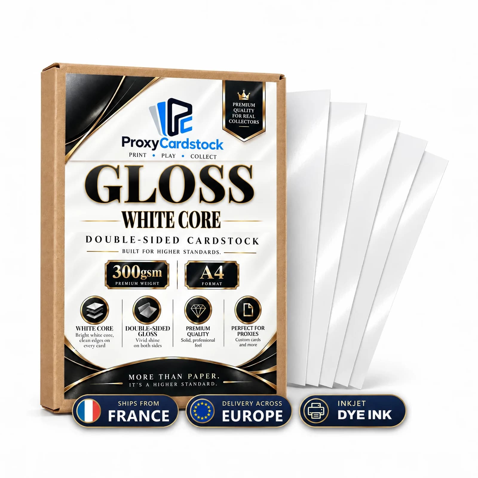 Product photo: Double-sided Gloss Paper · White Core · 300 gsm