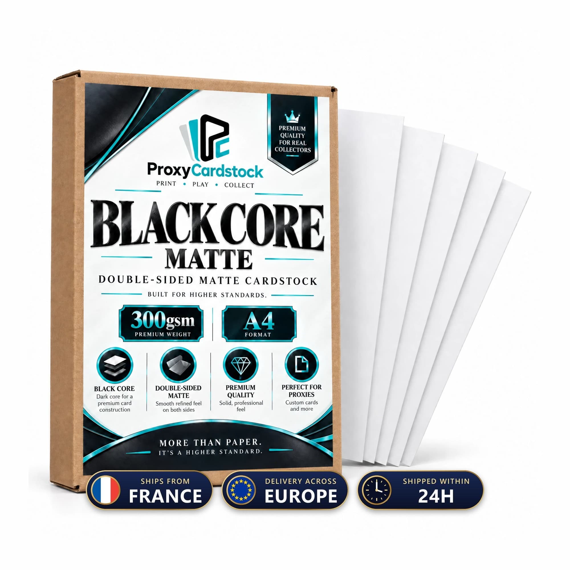 Product photo: Double-sided Matte Paper · Black Core · 300 gsm